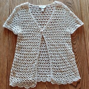 Whimsigoth Hand Crochet Cardigan Sweater Y2K 90s Festival Size Large Fairy